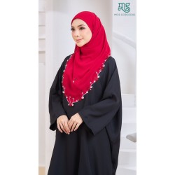 Bawal Red - White Embroidery