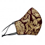 Brown face mask with golden brocade