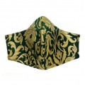 Green face mask with golden brocade