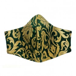 Green face mask with golden brocade Green face mask with golden brocade