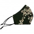Olive green face mask with flowers brocade