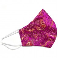 Pink face mask with golden brocade