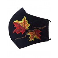 Embroidered face mask autumn leaves
