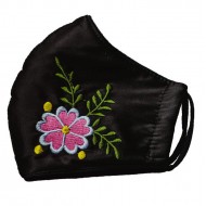 Embroidered face mask pink flowers