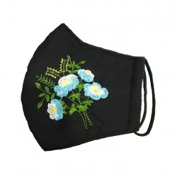 Embroidered face mask sky blue flowers Embroidered face mask sky blue flowers