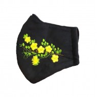 Embroidered face mask yellow flowers