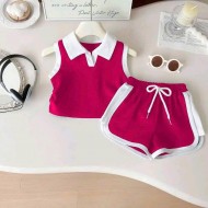 SHORTS SLEEVES POLO SHORTS SET BABY GIRLS 100% COTTON 3Y-8Y