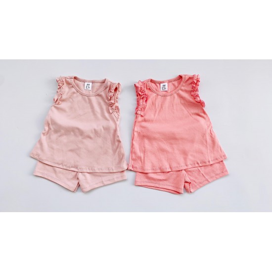 Girls fashion short set ready stock children clothing wholesale 100% cotton