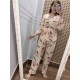 Women pajama beige long sleeve