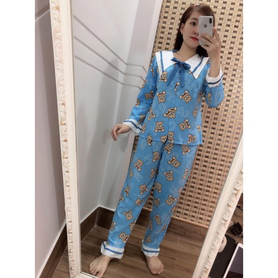 Women pajama blue long sleeve