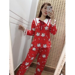 Women pajama red long sleeve
