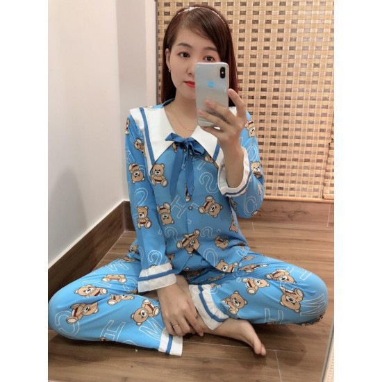 Women pajama blue long sleeve