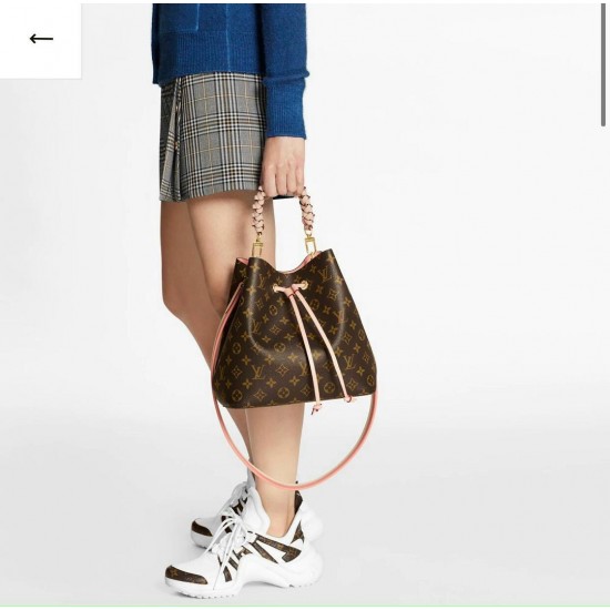 Premium leather bucket bag brown and white 117