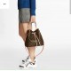 Premium leather bucket bag brown and white 117
