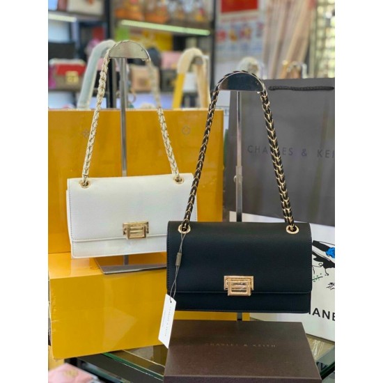 Premium leather sling bag black and white 119