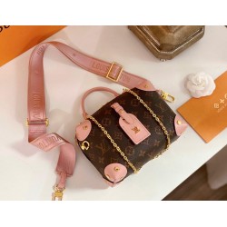 Premium leather brown bag black and pink sling 122