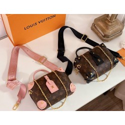 Premium leather brown bag black and pink sling 122