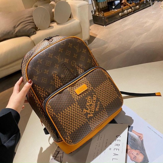 Premium leather pack bag brown model 102